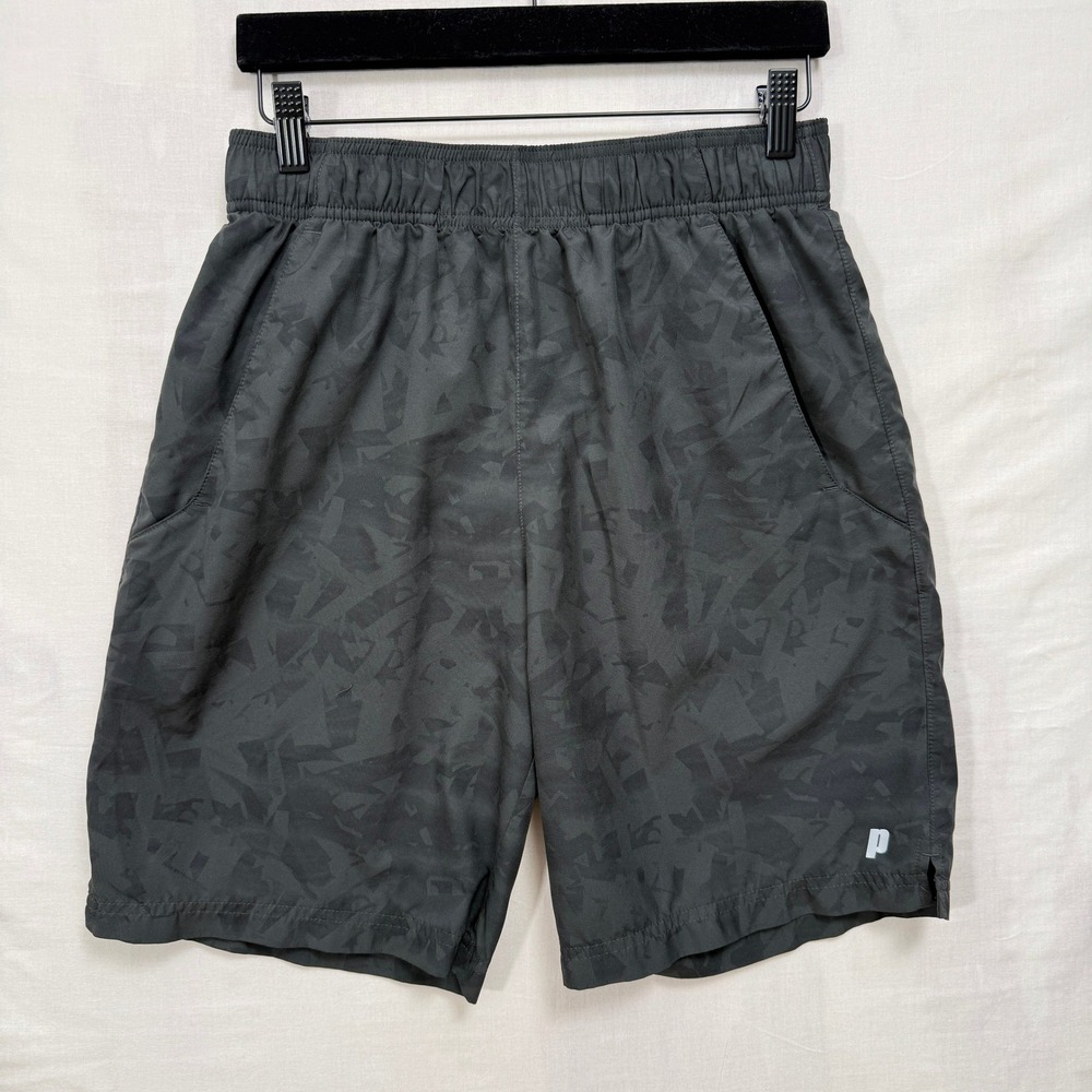 Prince Athletic Shorts Mens Small Black Gray Geometric Camo Tennis Performance‎